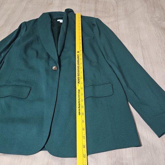 J. Jill Size M Womens Green Blazer Workwear Holiday One Button - Picture 5 of 6